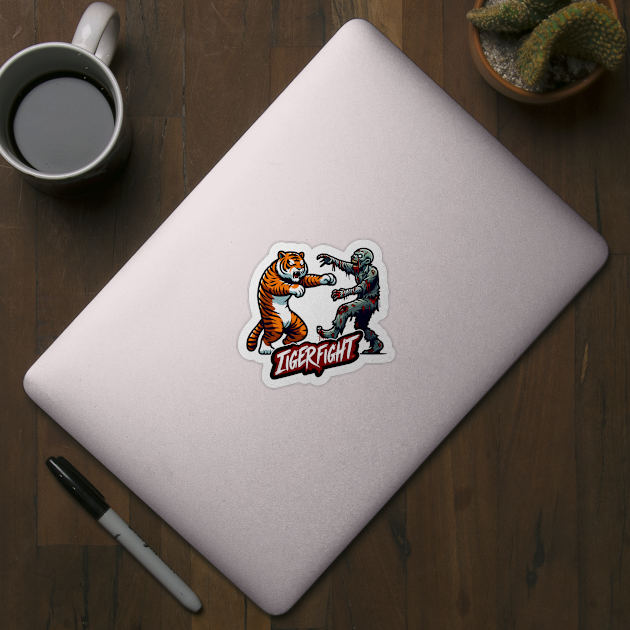 Tiger vs Zombie Fight by Rawlifegraphic